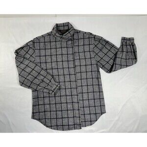 Vintage Eddie Bauer Women’s Black White Plaid Flannel Button Down Shirt Size L